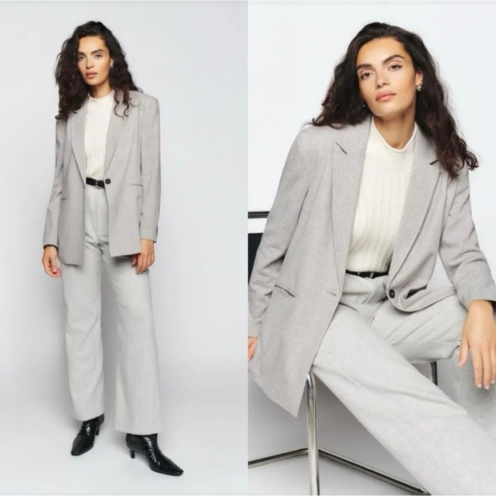 REFORMATION CATRINA BLAZER IN LIGHT GREY